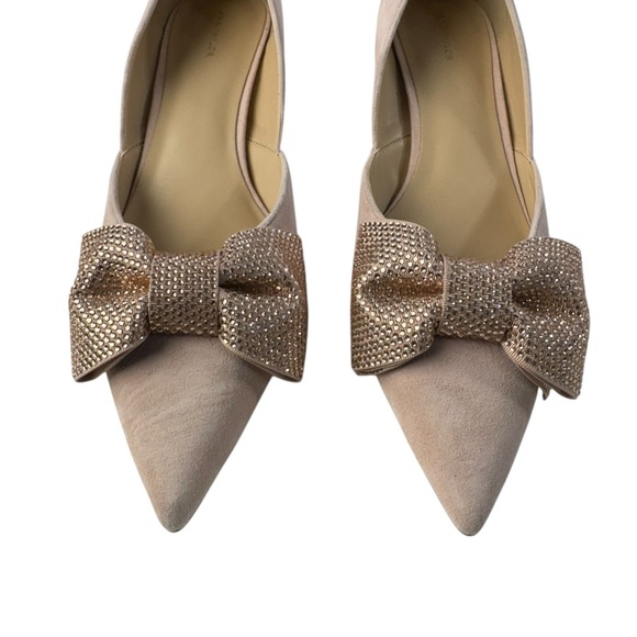 Ann Taylor Mauve Pink Crystal Bow Heels Pump size 9.5 NWOT - Picture 4 of 7